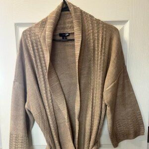 Tan Open Cardigan with Belt-East 5th XL